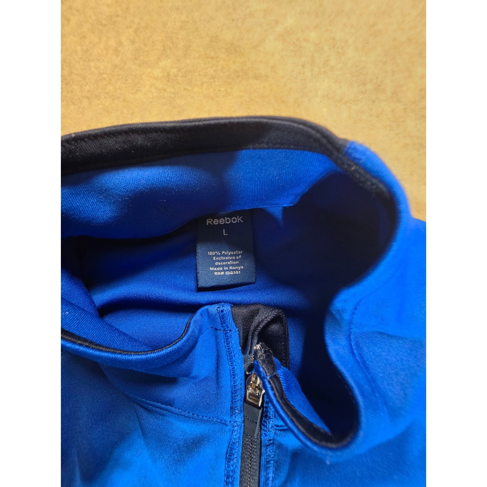 Reebok Mens Royal Blue Full Zip Track Jacket Large Mock Neck Athletic Training